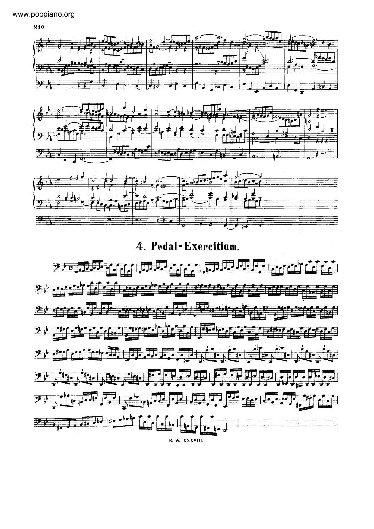 Pedal-Exercitium, BWV 598琴谱