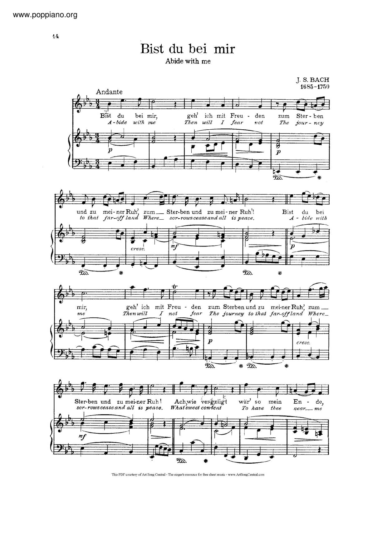 Bist Du Bei Mir, BWV 508 Score