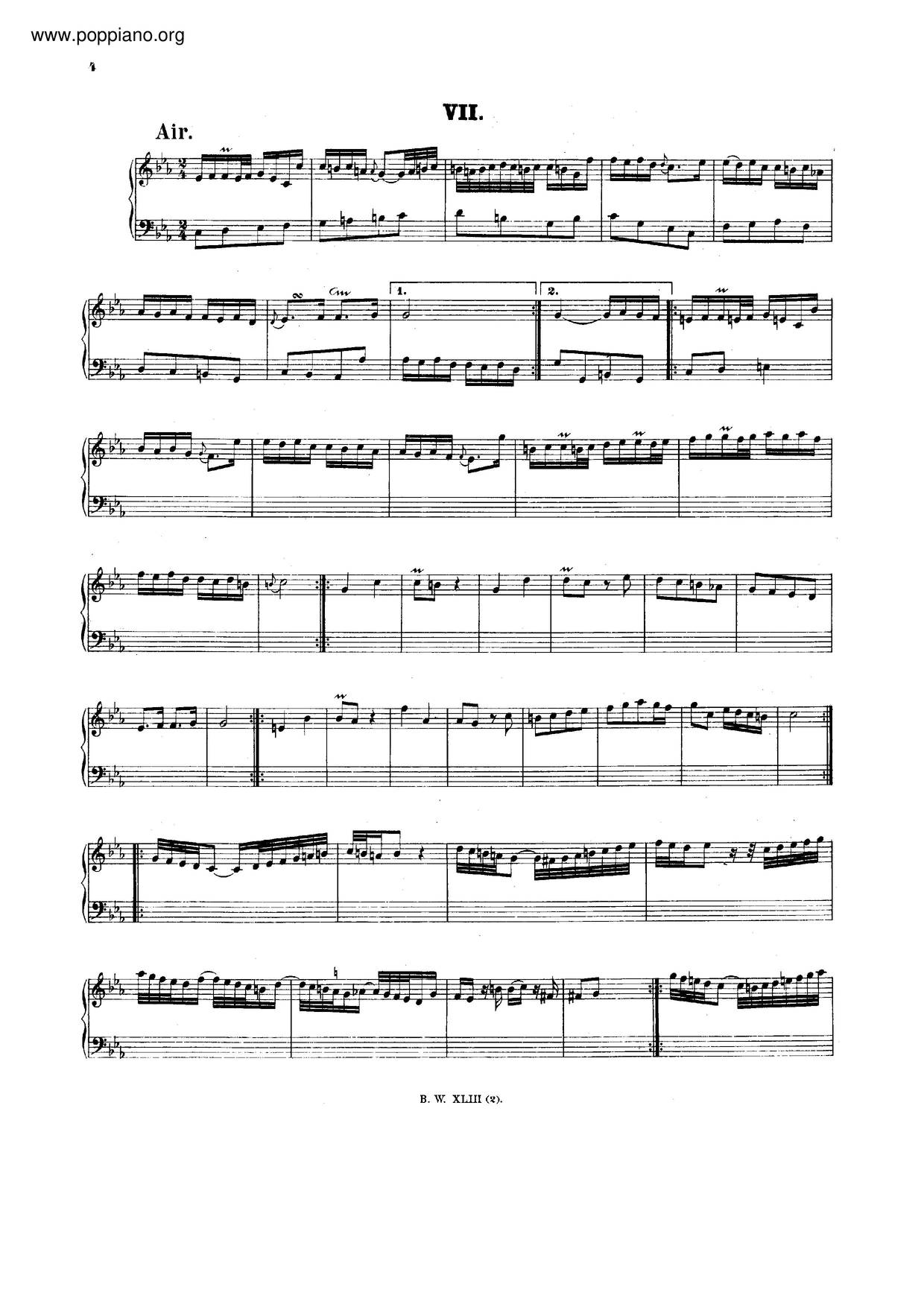 Air With Variations In C Minor, BWV 991 Score