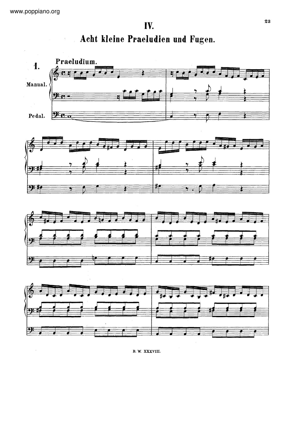 8 Kleine Präludien Und Fugen, BWV 553-560琴谱