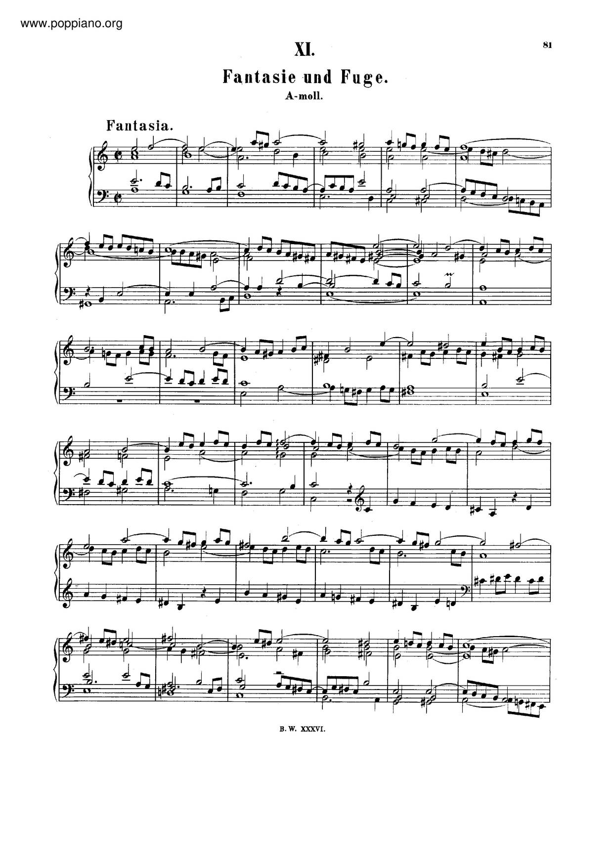 Fantasia And Fugue In A Minor, BWV 904琴譜