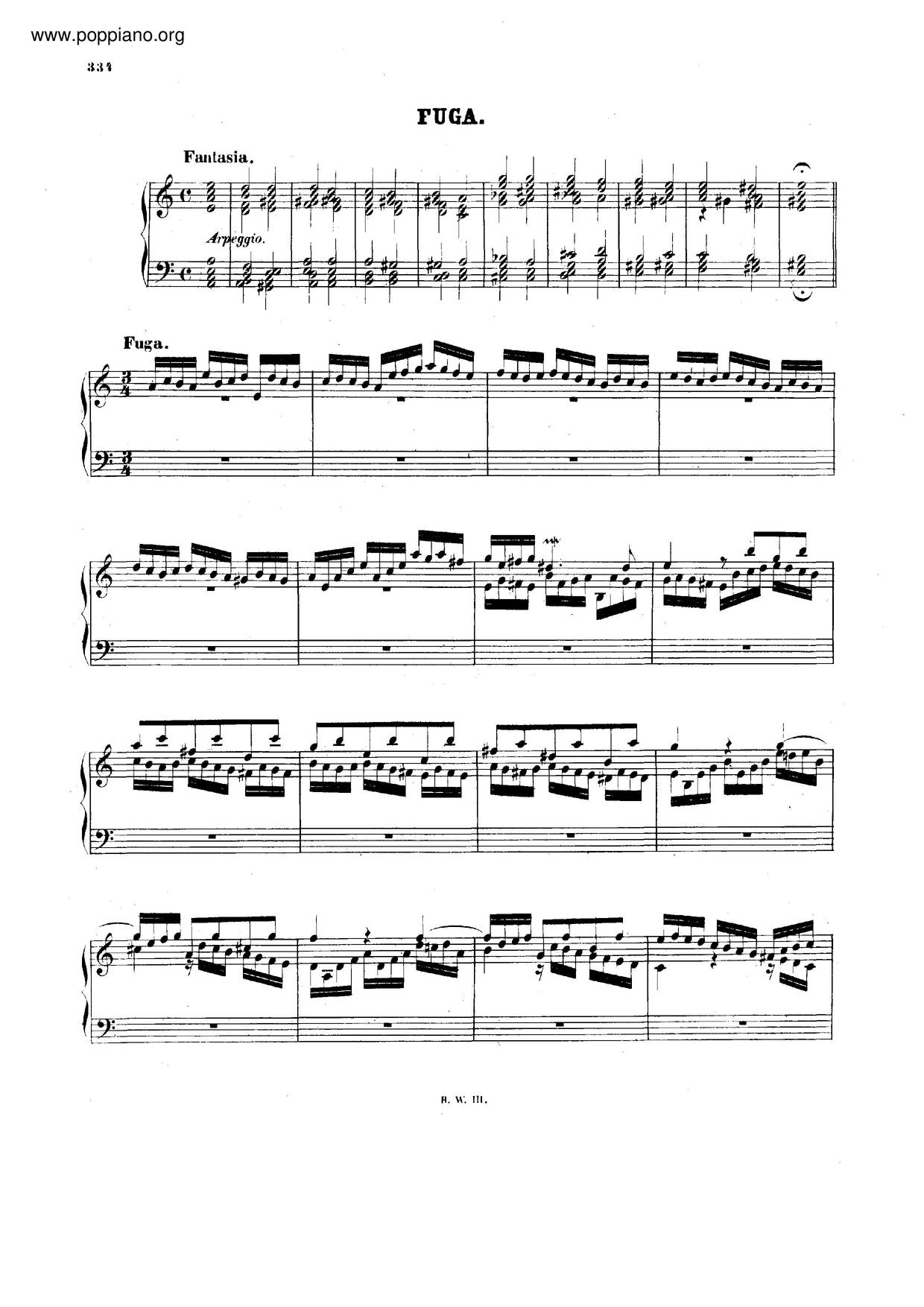 Fantasia And Fugue In A Minor, BWV 944ピアノ譜