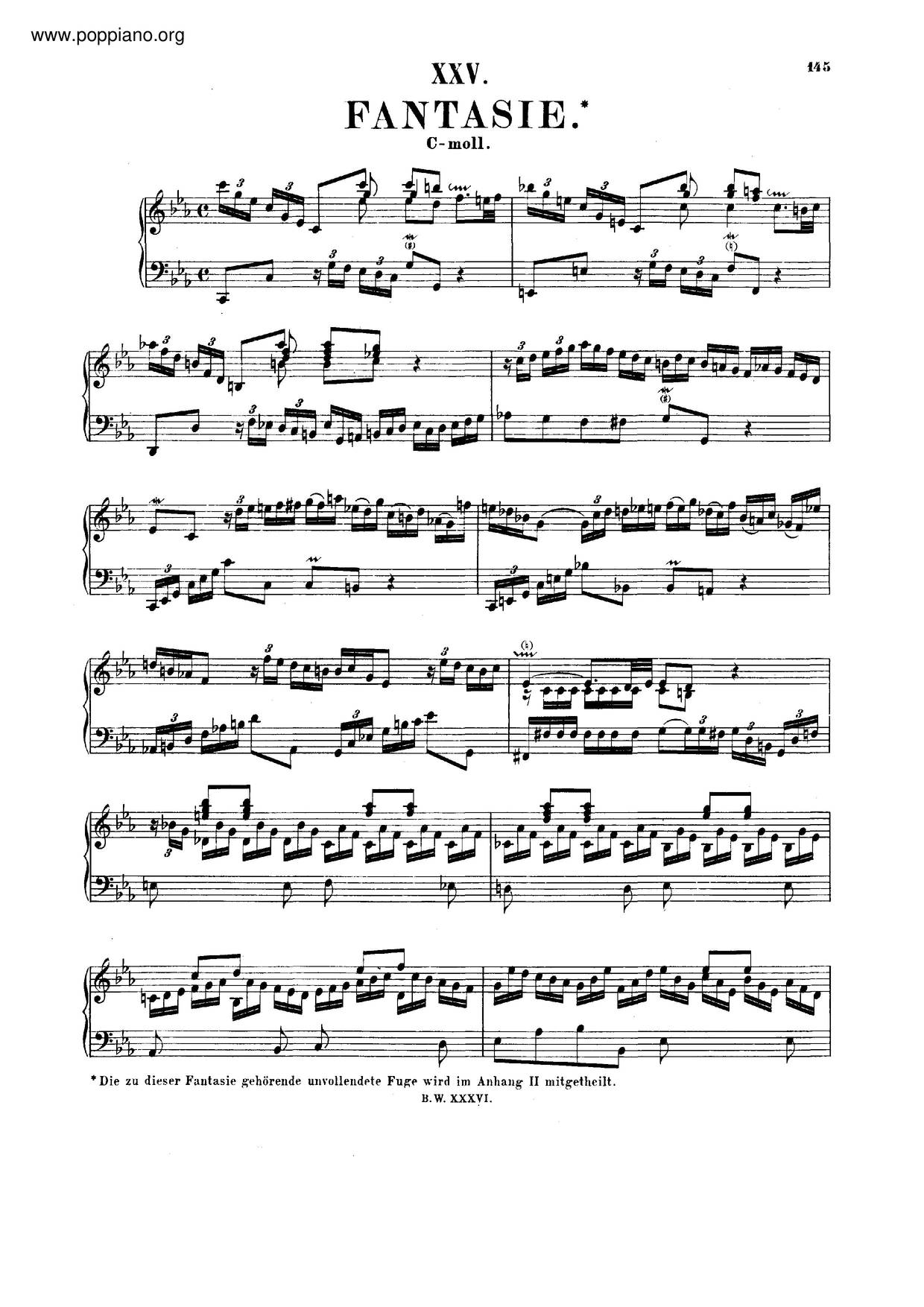 Fantasia And Fugue In C Minor, BWV 906琴譜