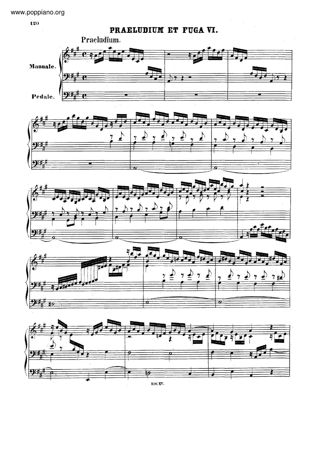 Prelude And Fugue In A Major, BWV 536琴譜