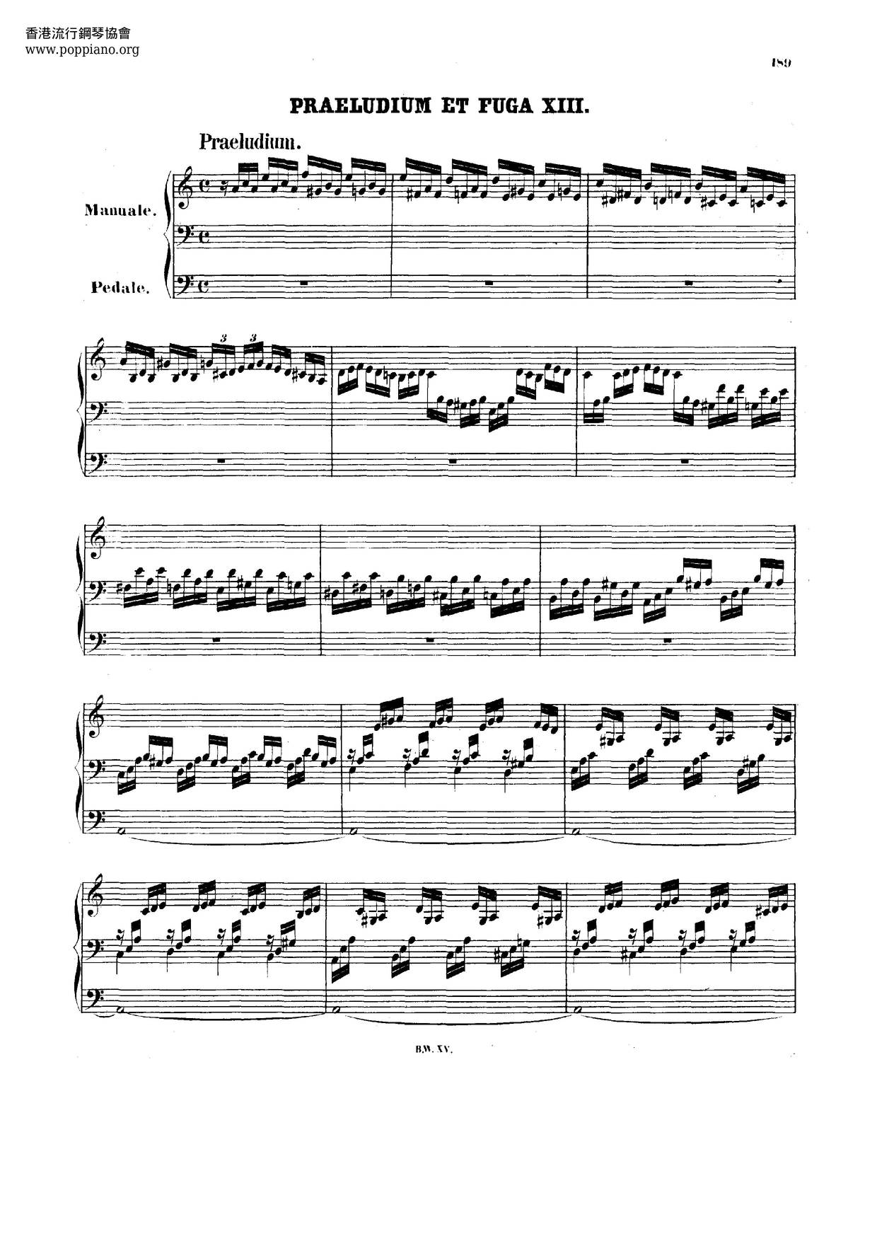 Prelude And Fugue In A Minor, BWV 543 Score