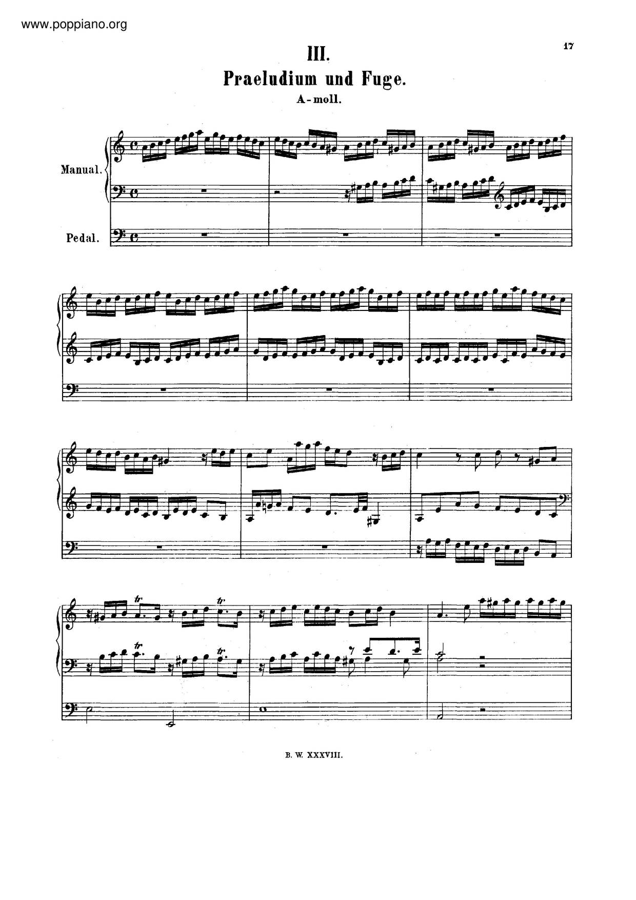 Prelude And Fugue In A Minor, BWV 551琴谱