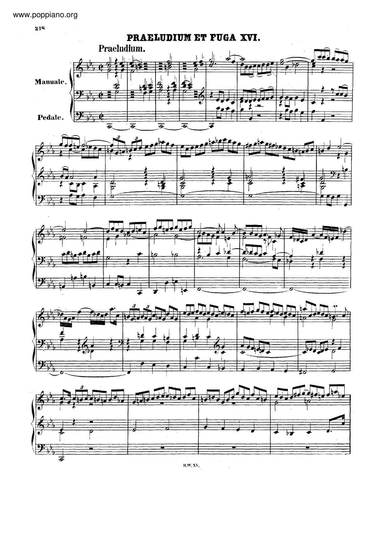 Prelude And Fugue In C Minor, BWV 546 Score