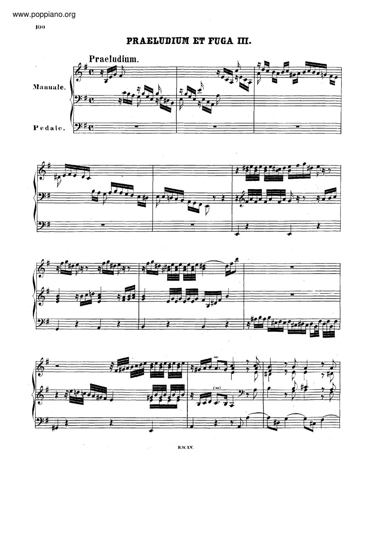 Prelude And Fugue In E Minor, BWV 533 Score