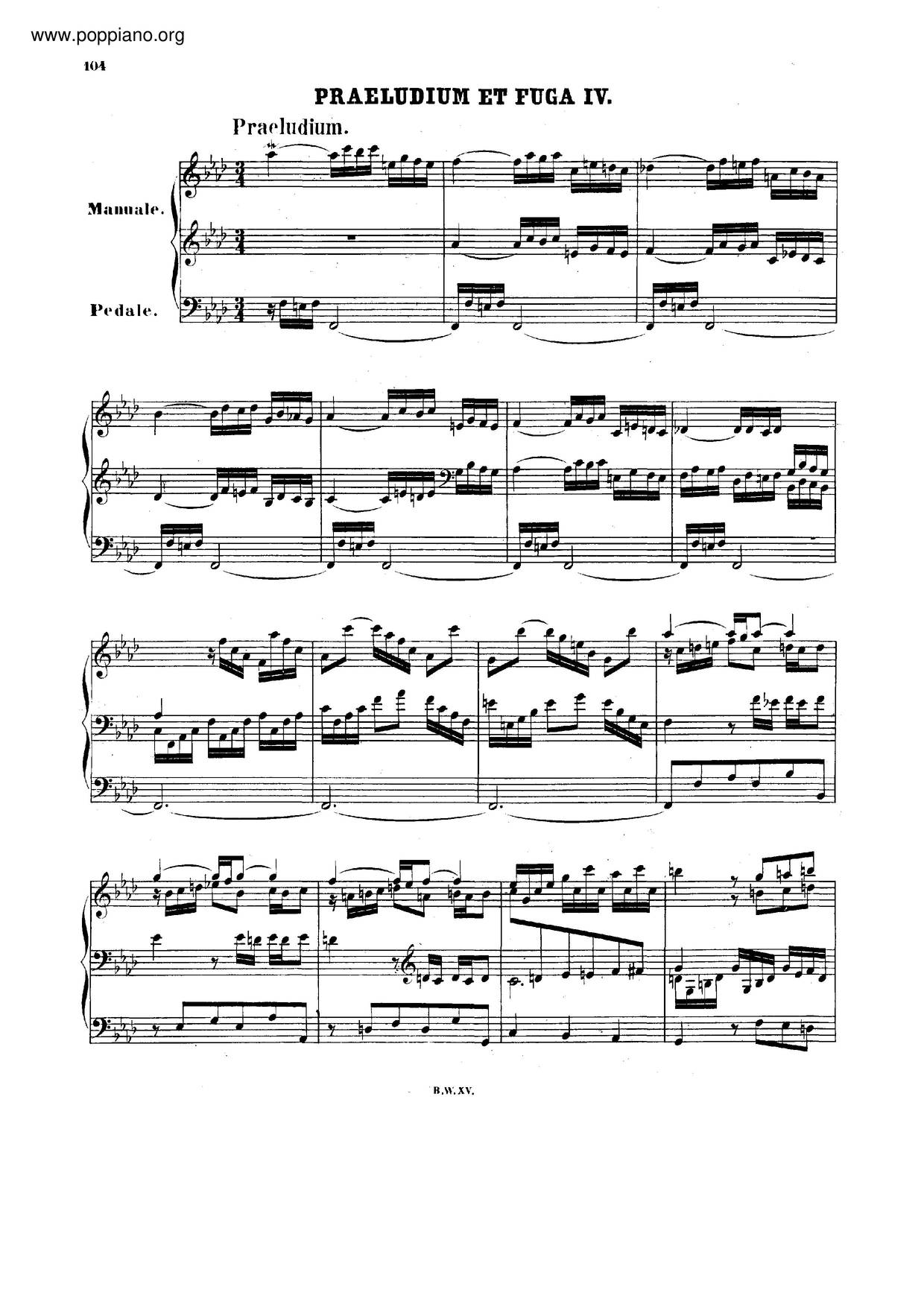 Prelude And Fugue In F Minor, BWV 534ピアノ譜