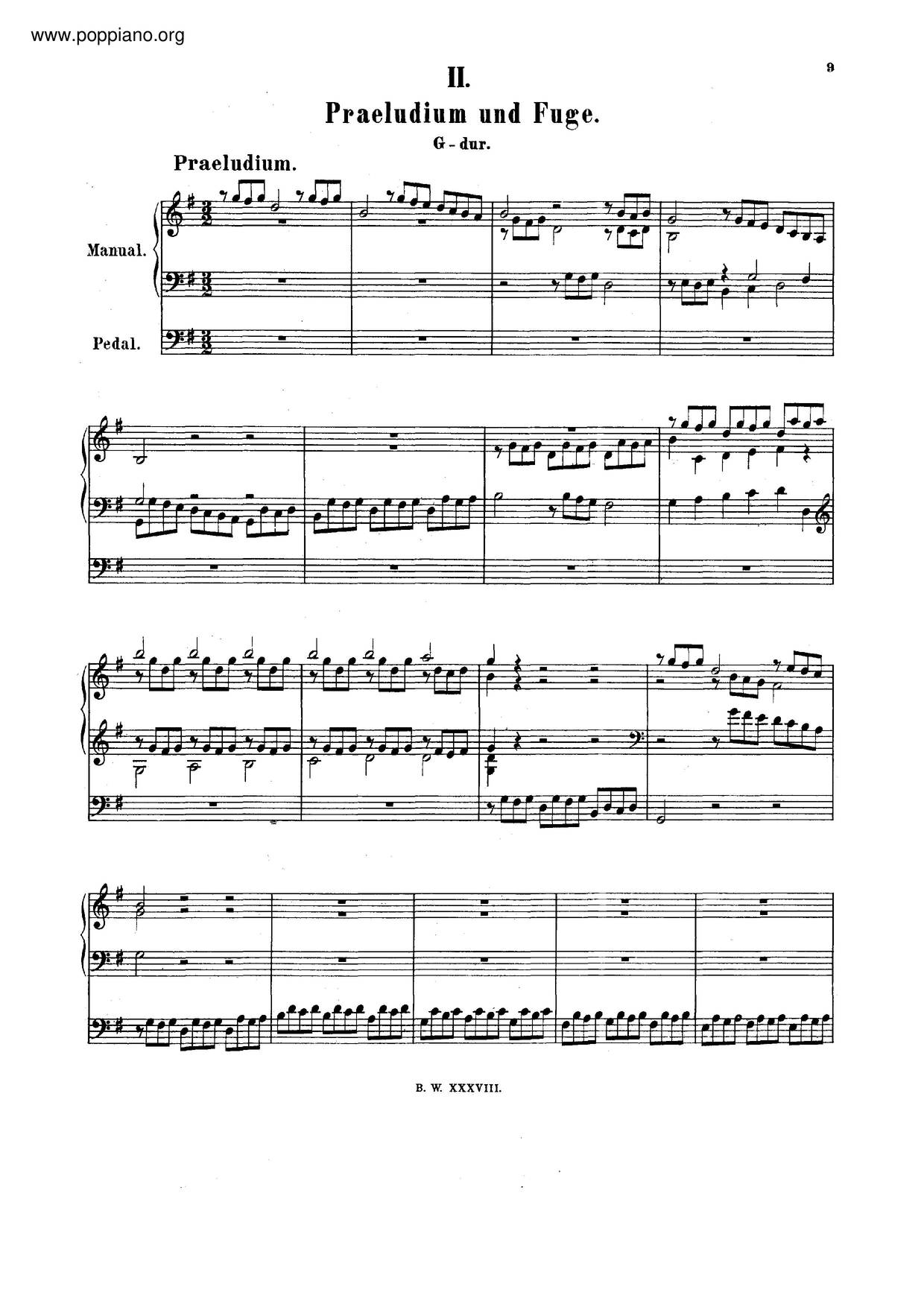 Prelude And Fugue In G Major, BWV 550琴譜