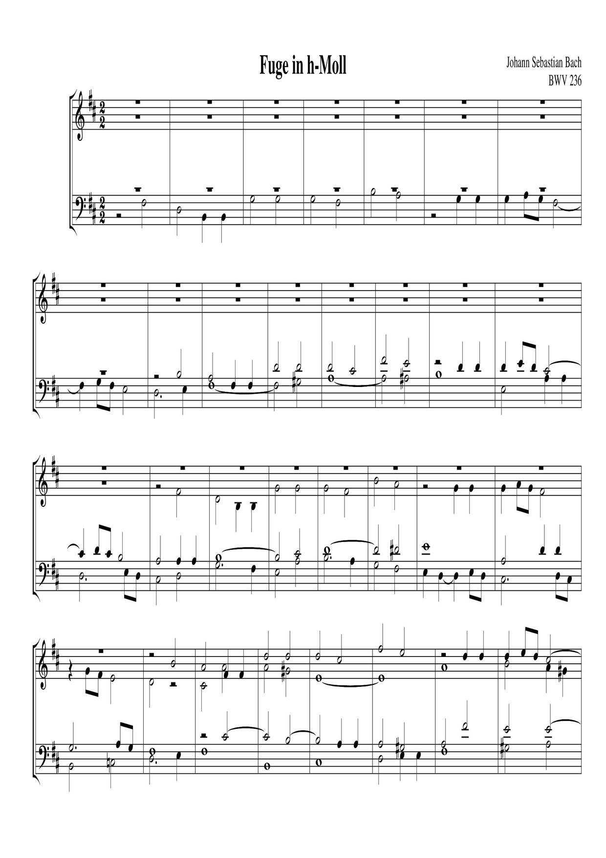 Fugue In B Minor, BWV Anh. 43琴譜