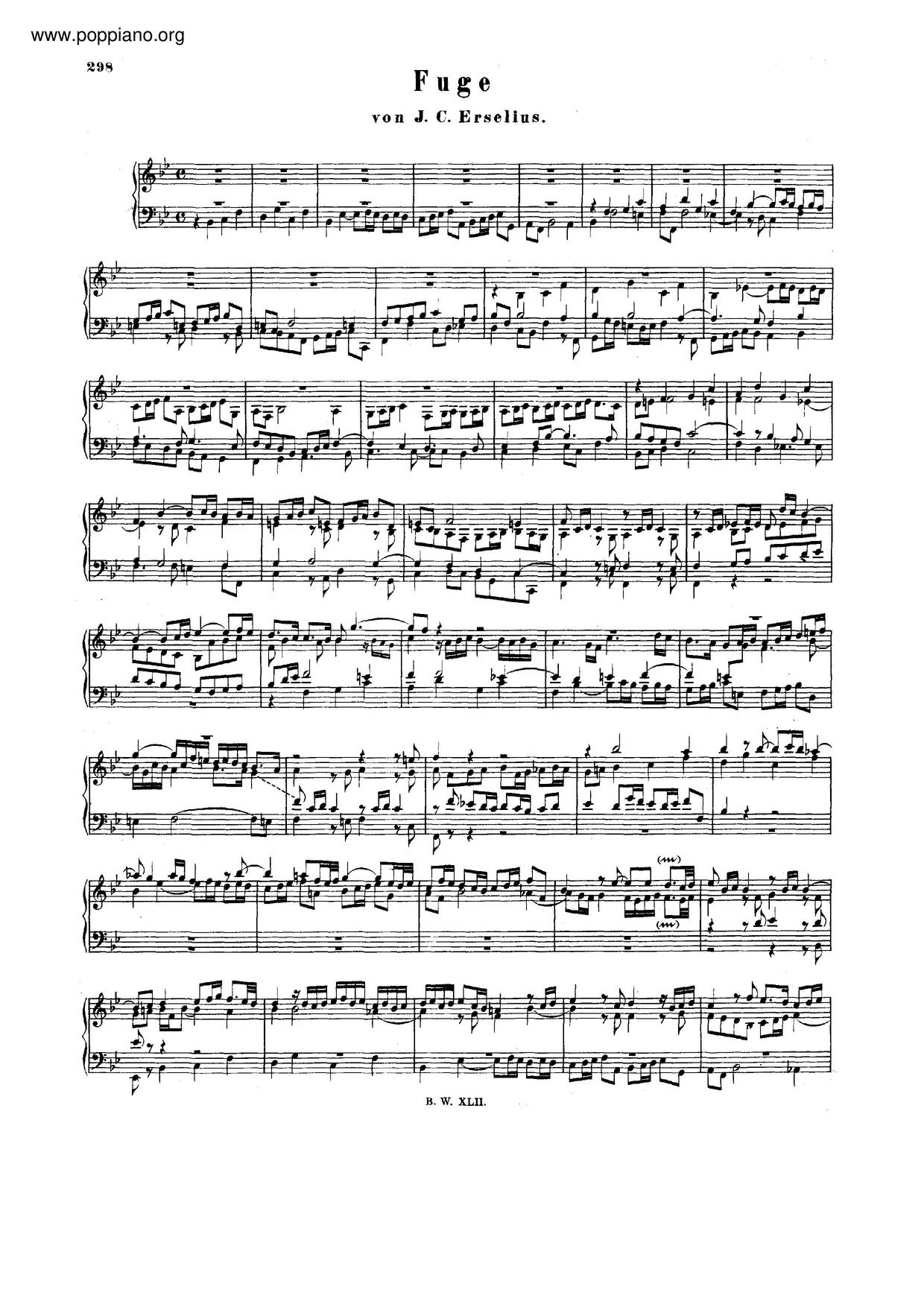 Fugue In B-Flat Major, BWV 955 Score