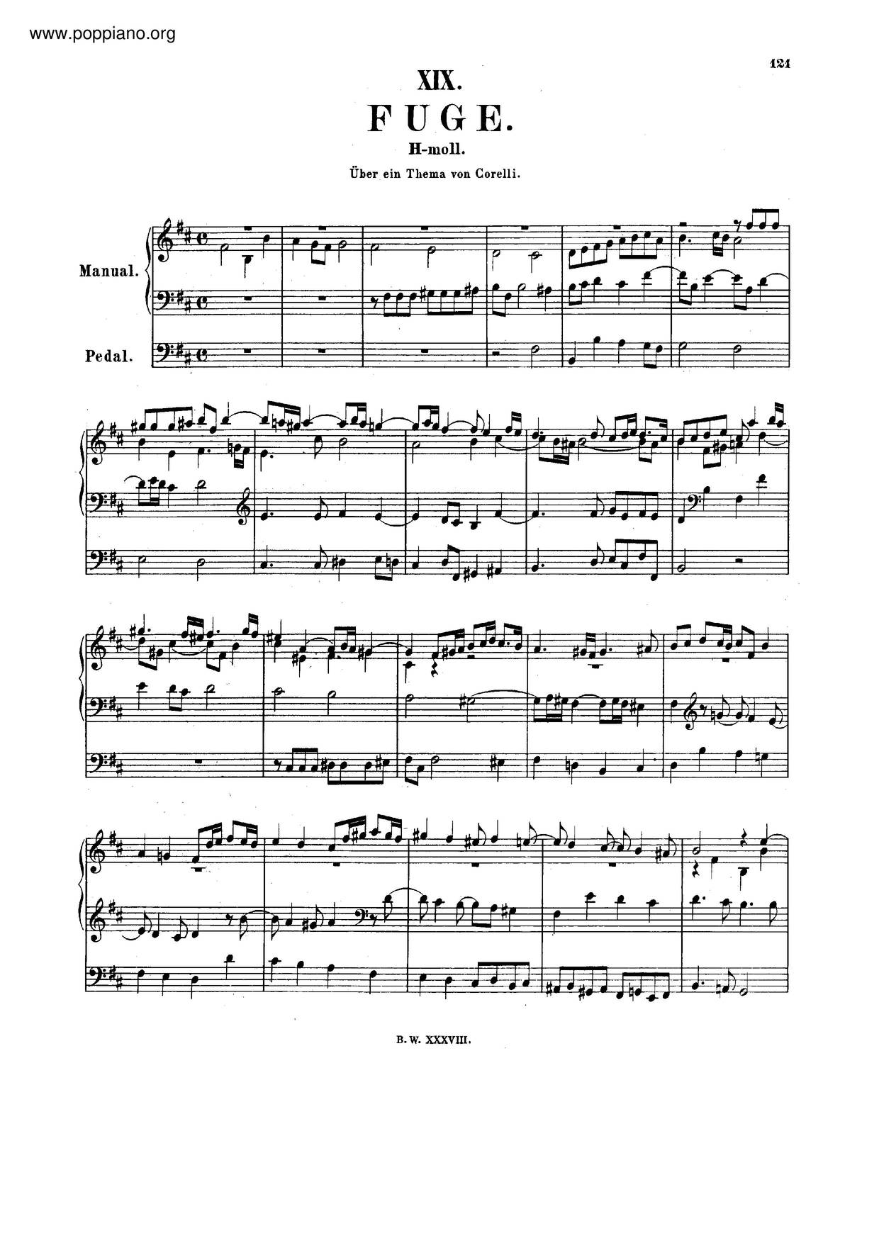 Fugue On A Theme By Corelli, BWV 579琴谱