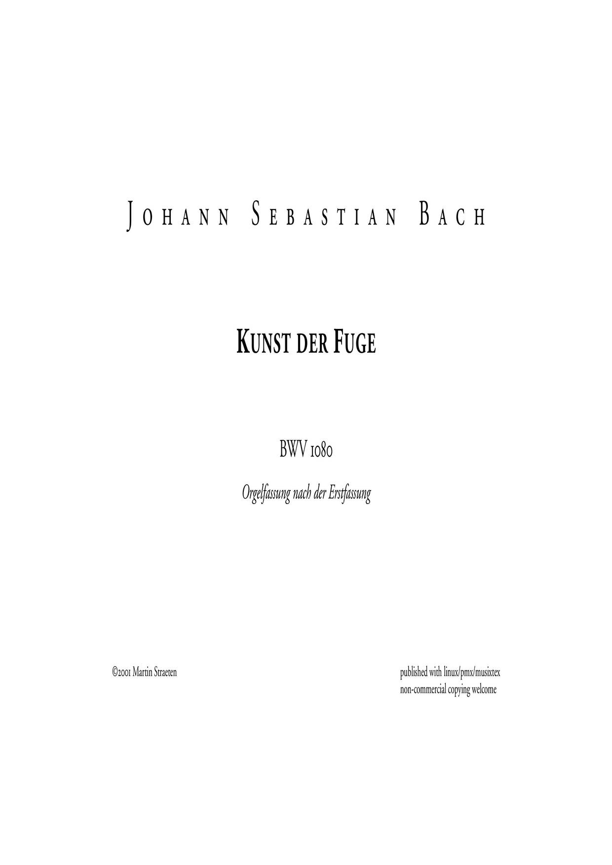 The Art Of Fugue, BWV 1080 Score