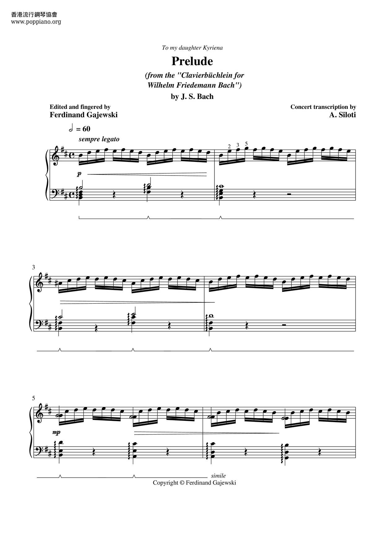 Notebook For Wilhelm Friedemann Bachピアノ譜