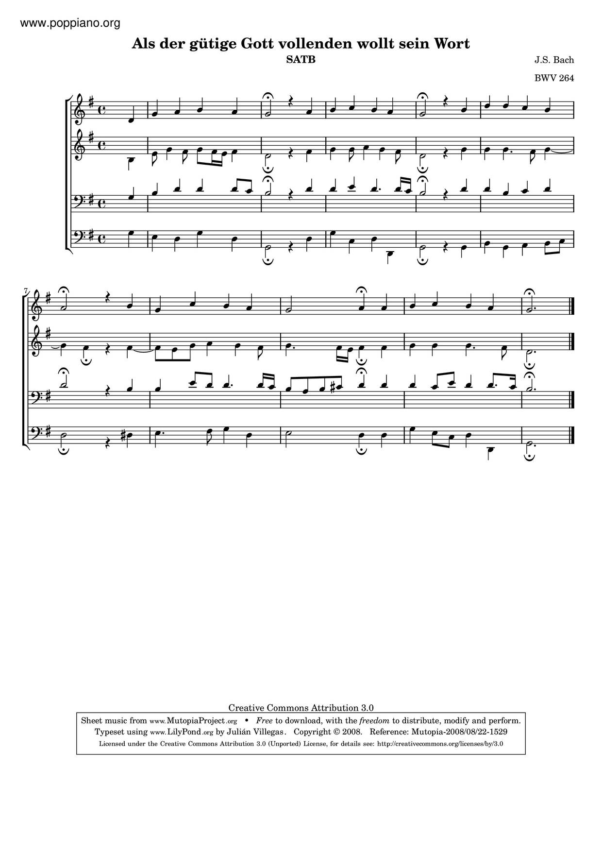 Als Der Gütige Gott Vollenden Wollt Sein Wort, BWV 264 Score