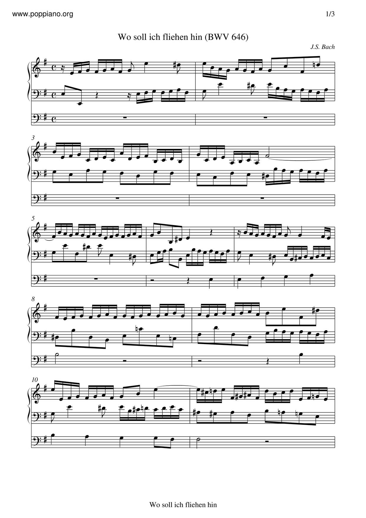 Chorale Prelude 'Wo Soll Ich Fliehen Hinn', BWV 646琴譜