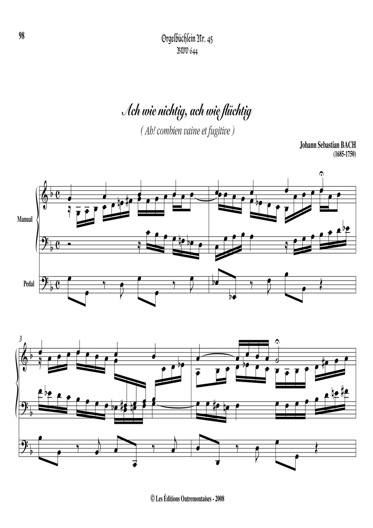 Orgel Büchlein, BWV 599-644ピアノ譜