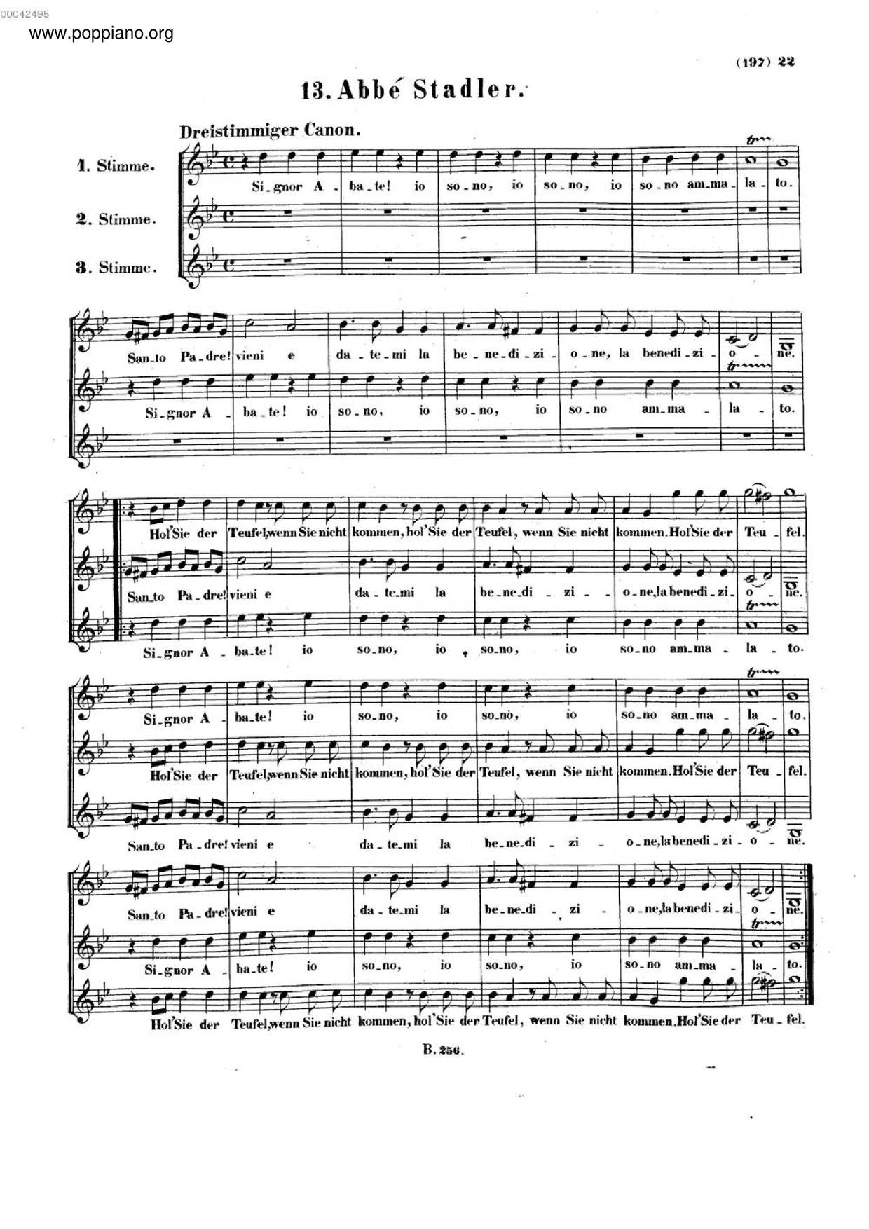 Abbé Stadler, WoO 178琴譜