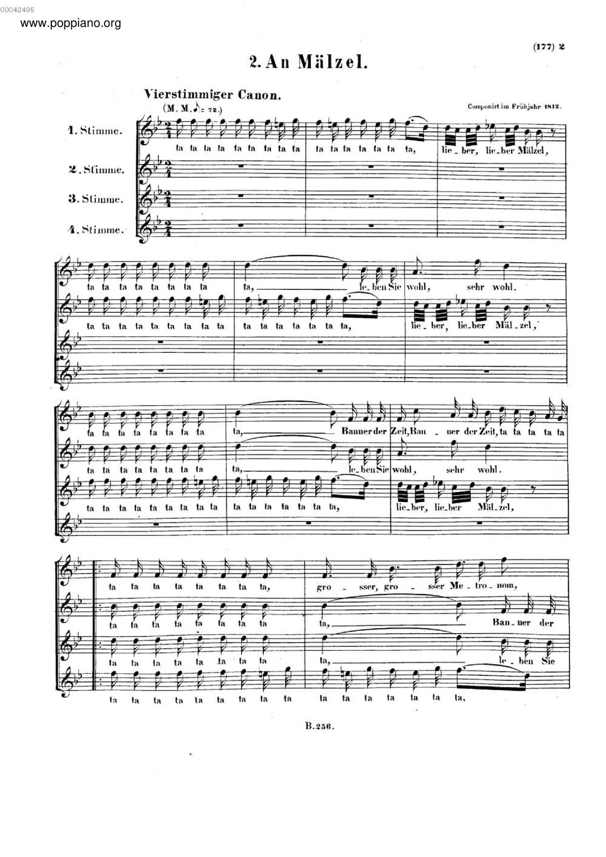An Mälzel, WoO 162琴譜