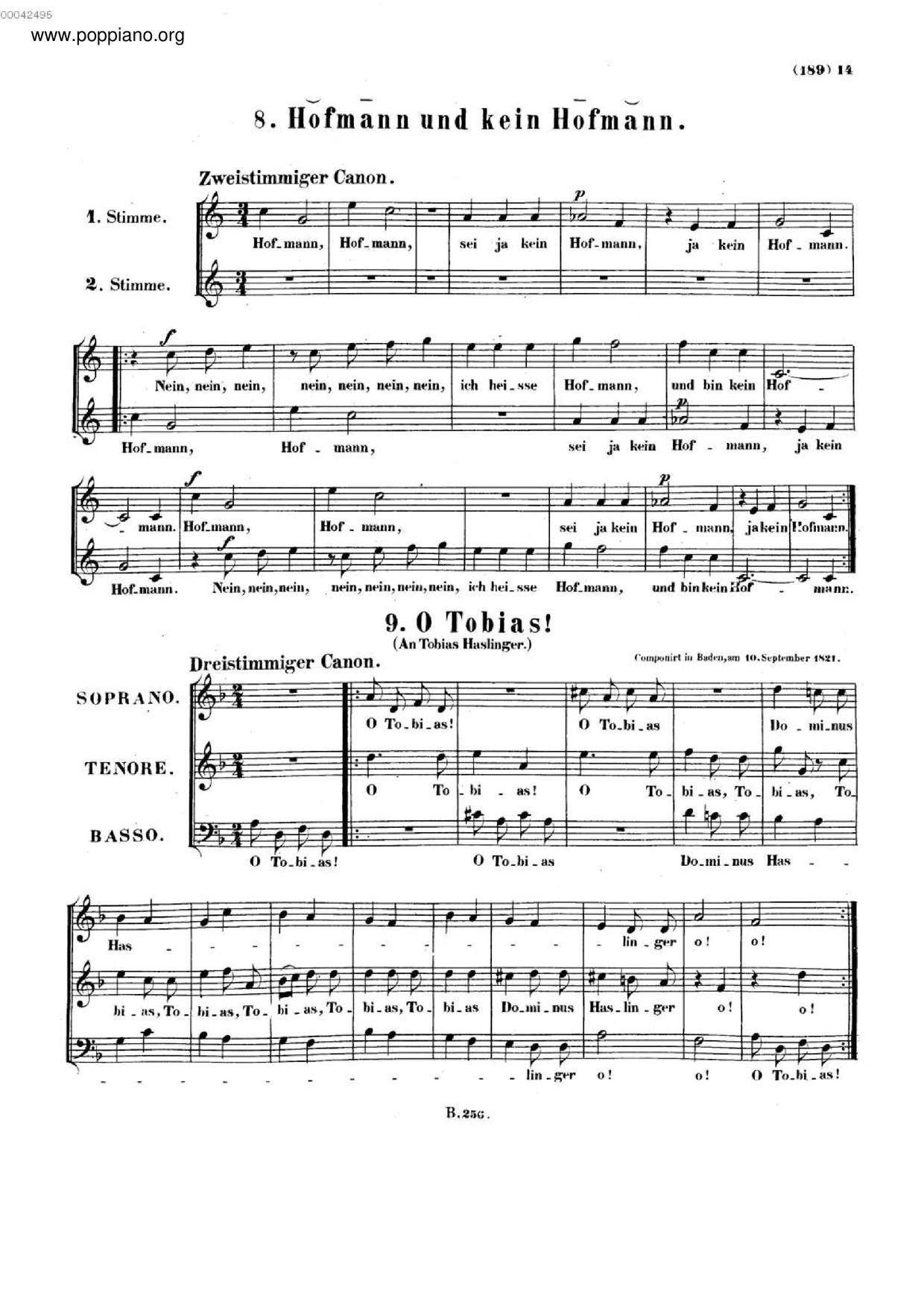 Hofmann Und Kein Hofmann, WoO 180 Score