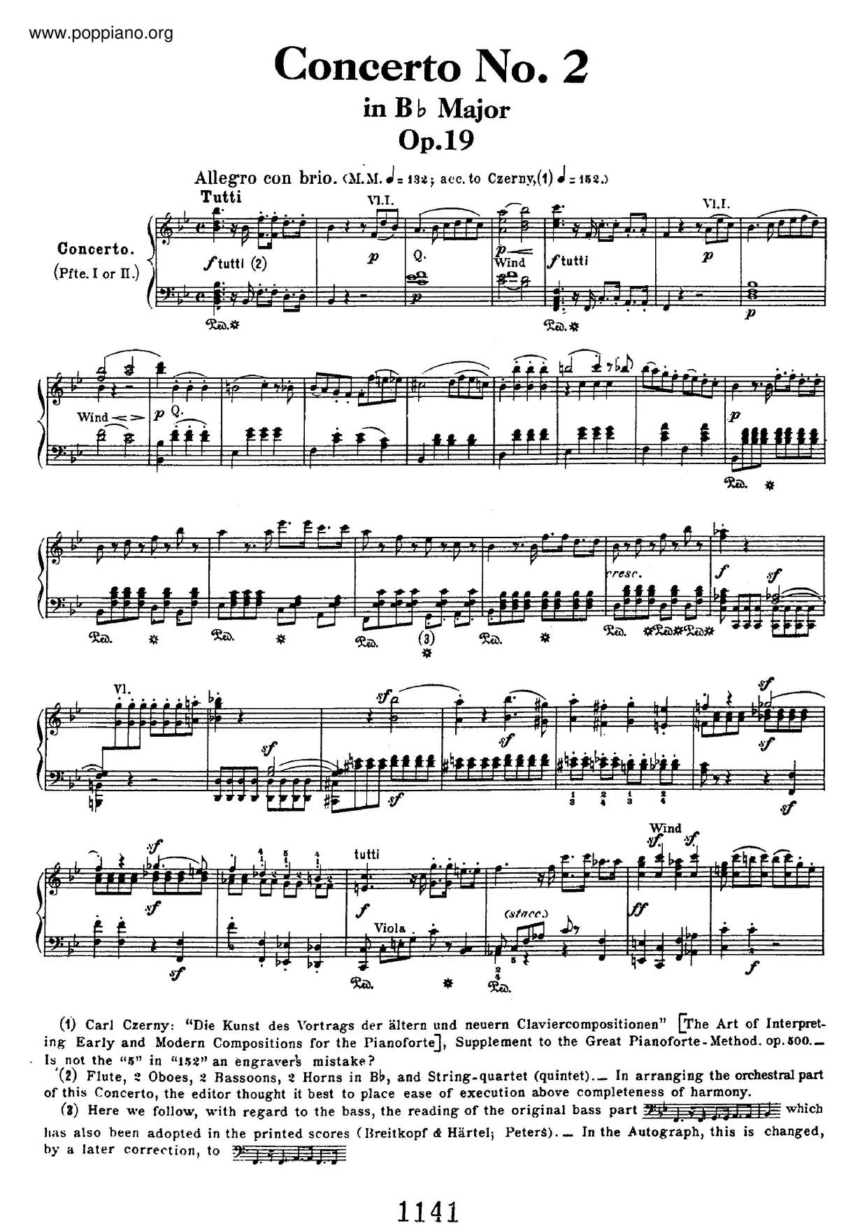 Piano Concerto No. 2 In B-Flat Major, Op. 19 Score