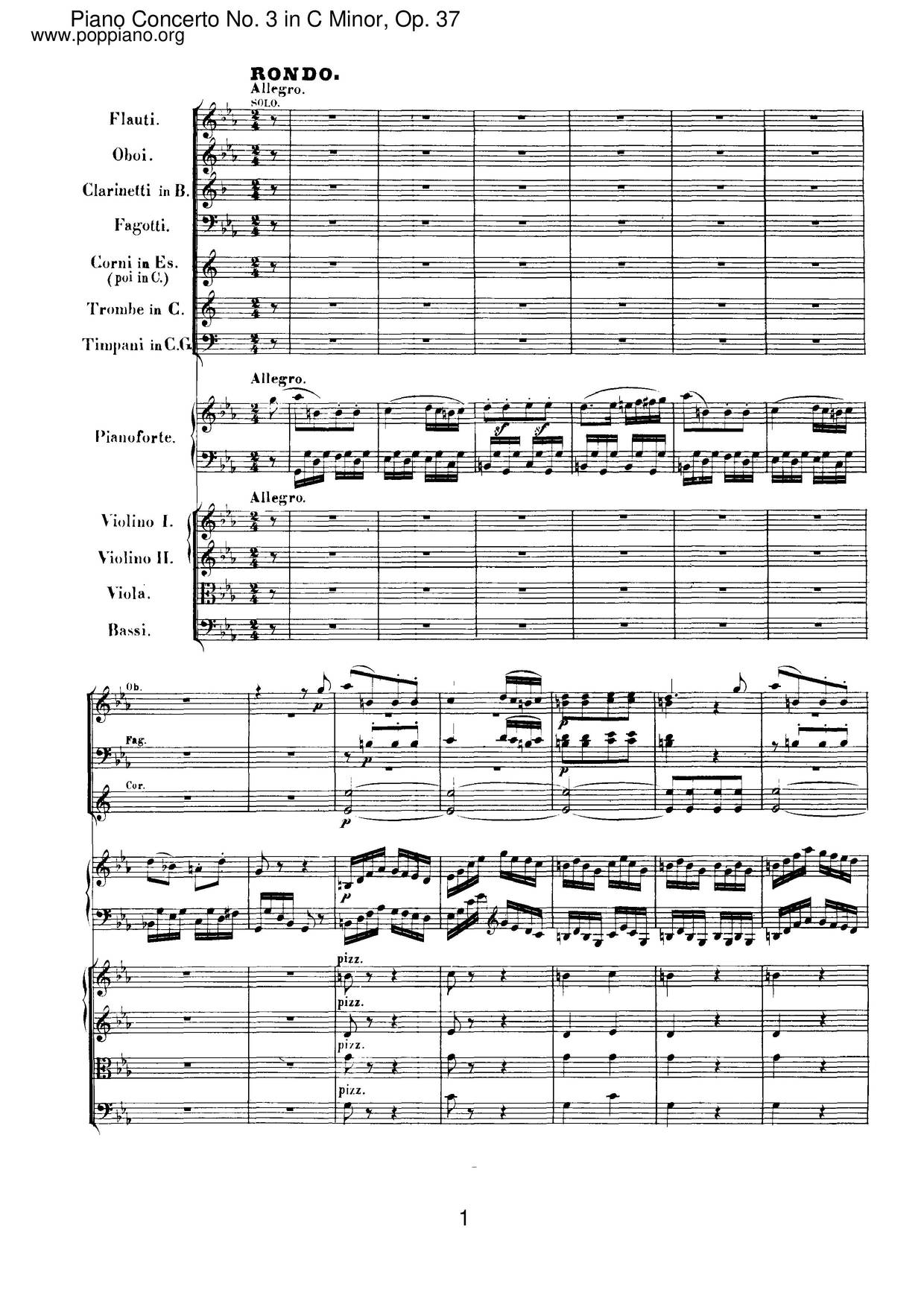 Piano Concerto No. 3 In C Minor, Op. 37 Score