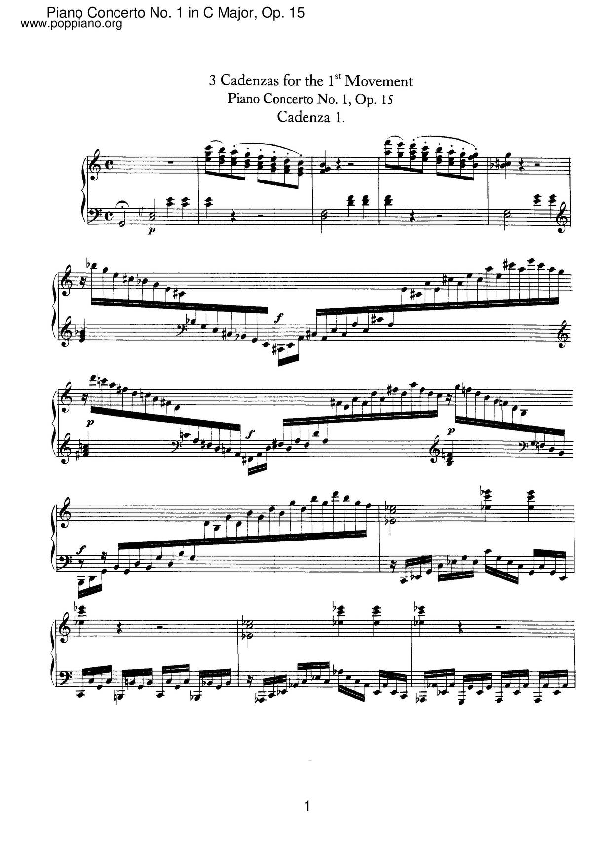 Cadenzas For Piano Concertos Nos. 1-4琴谱