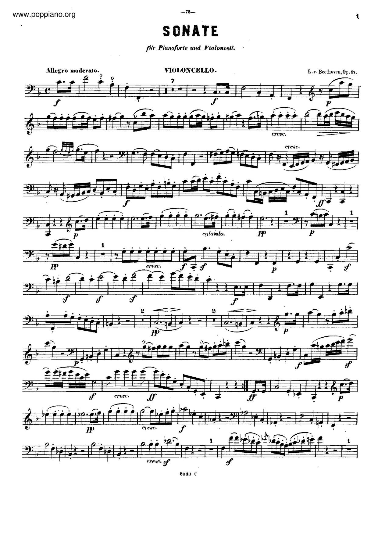 Horn Sonata, Op. 17 Score