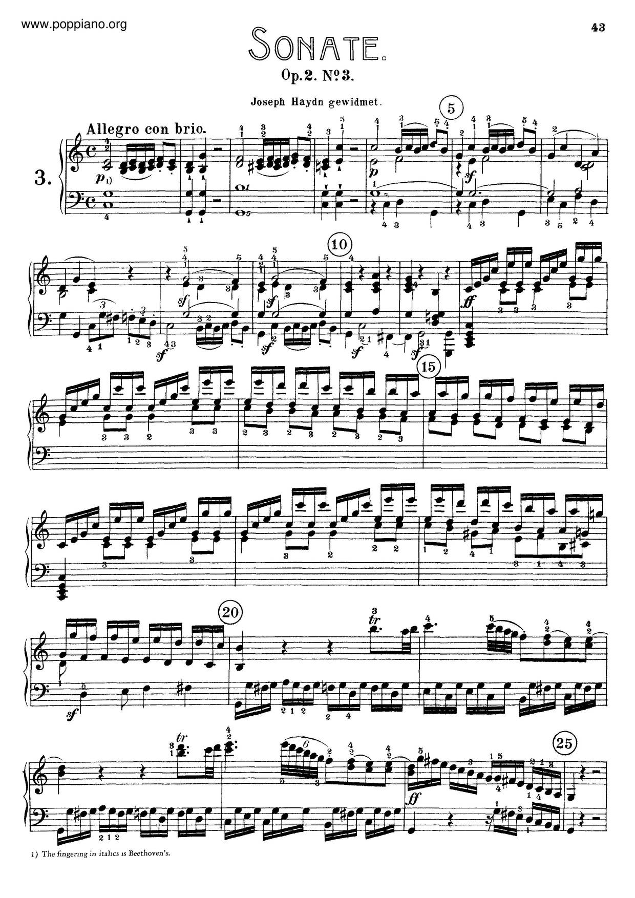 Piano Sonata No. 3 In C Major, Op. 2 No. 3ピアノ譜