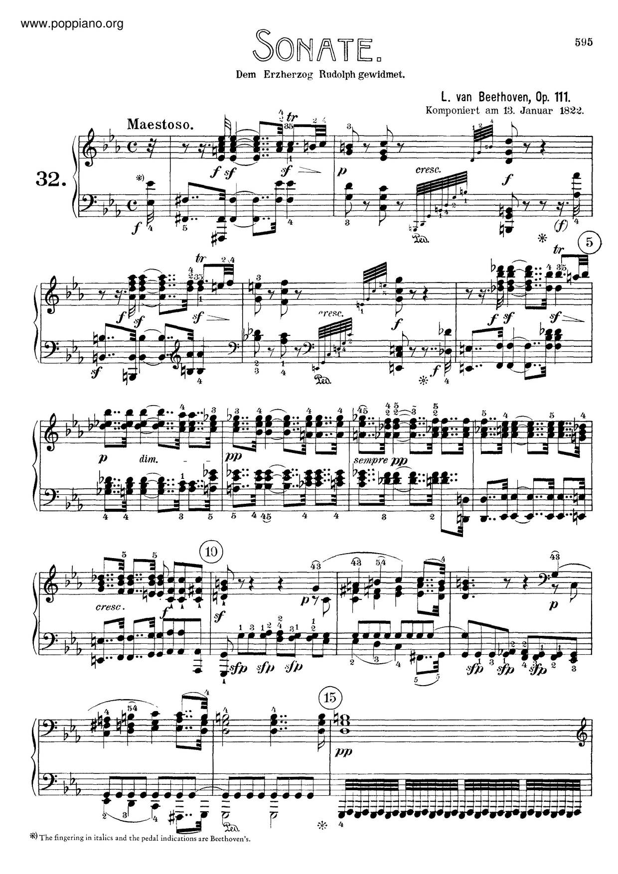 Piano Sonata No. 32 In C Minor, Op. 111琴譜