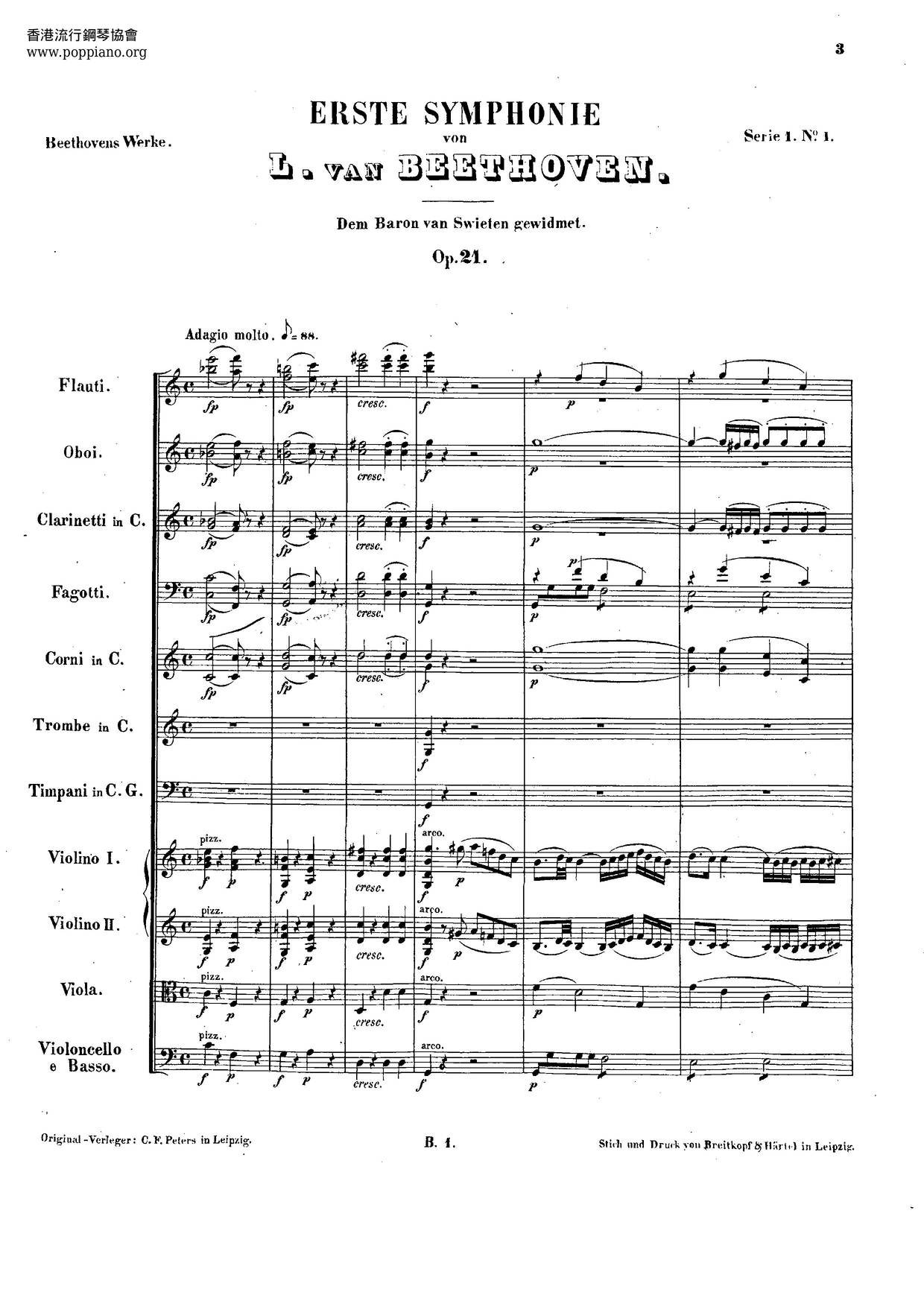 Symphony No. 1 In C Major, Op. 21 Score