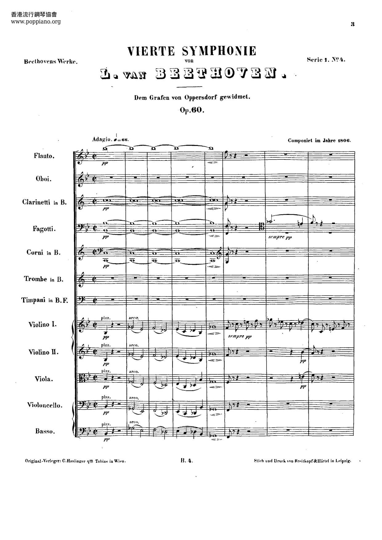 Symphony No. 4 In B-Flat Major, Op. 60琴谱