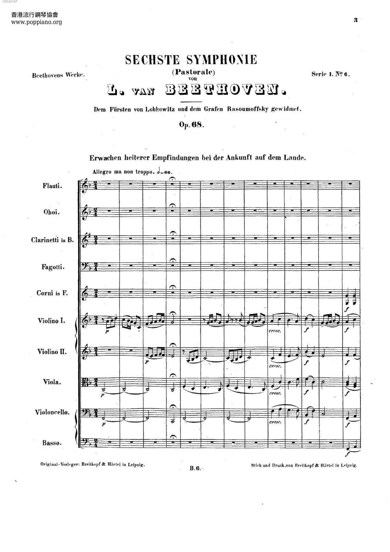 Symphony No. 6 In F Major 'Pastoral', Op. 68ピアノ譜