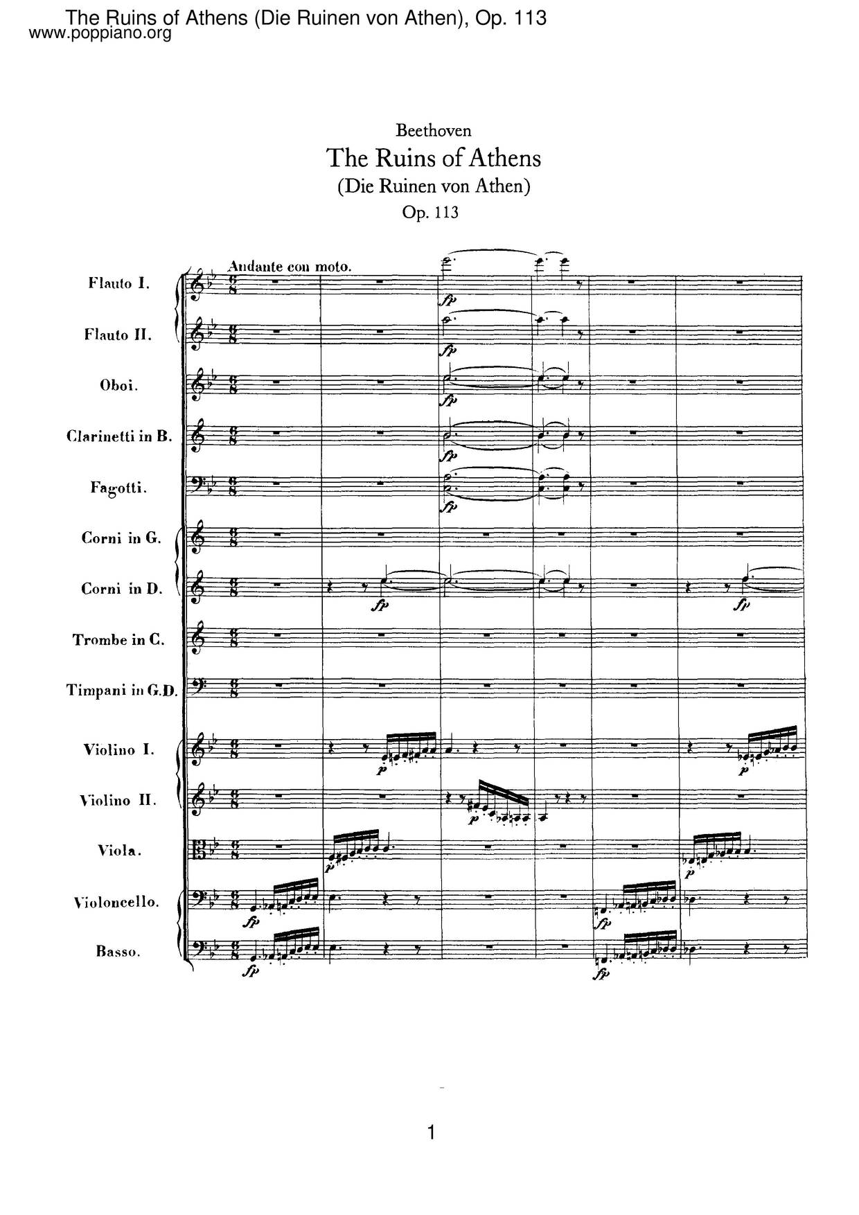 The Ruins Of Athens, Op. 113 Score