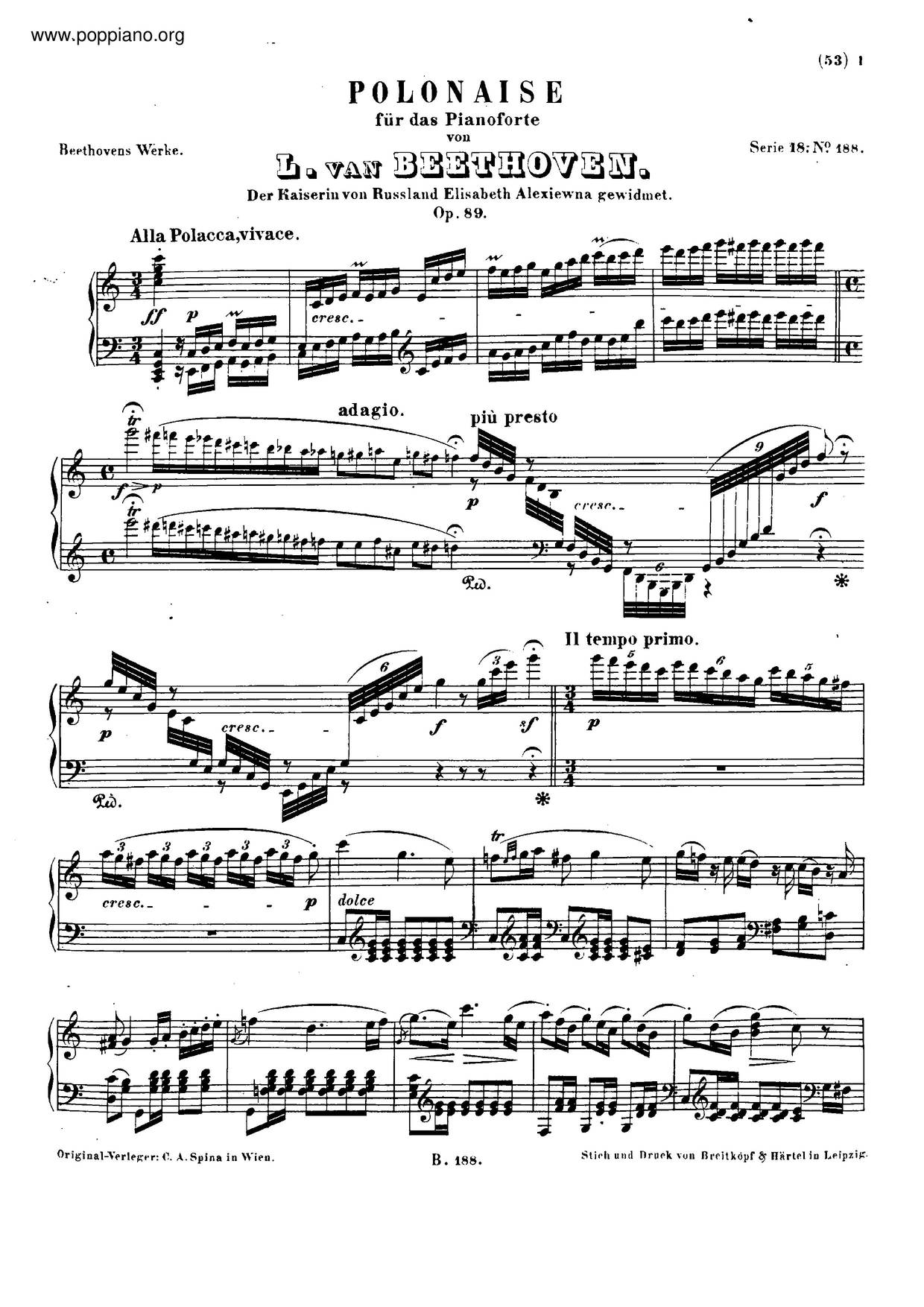 Polonaise In C Major, Op. 89琴谱