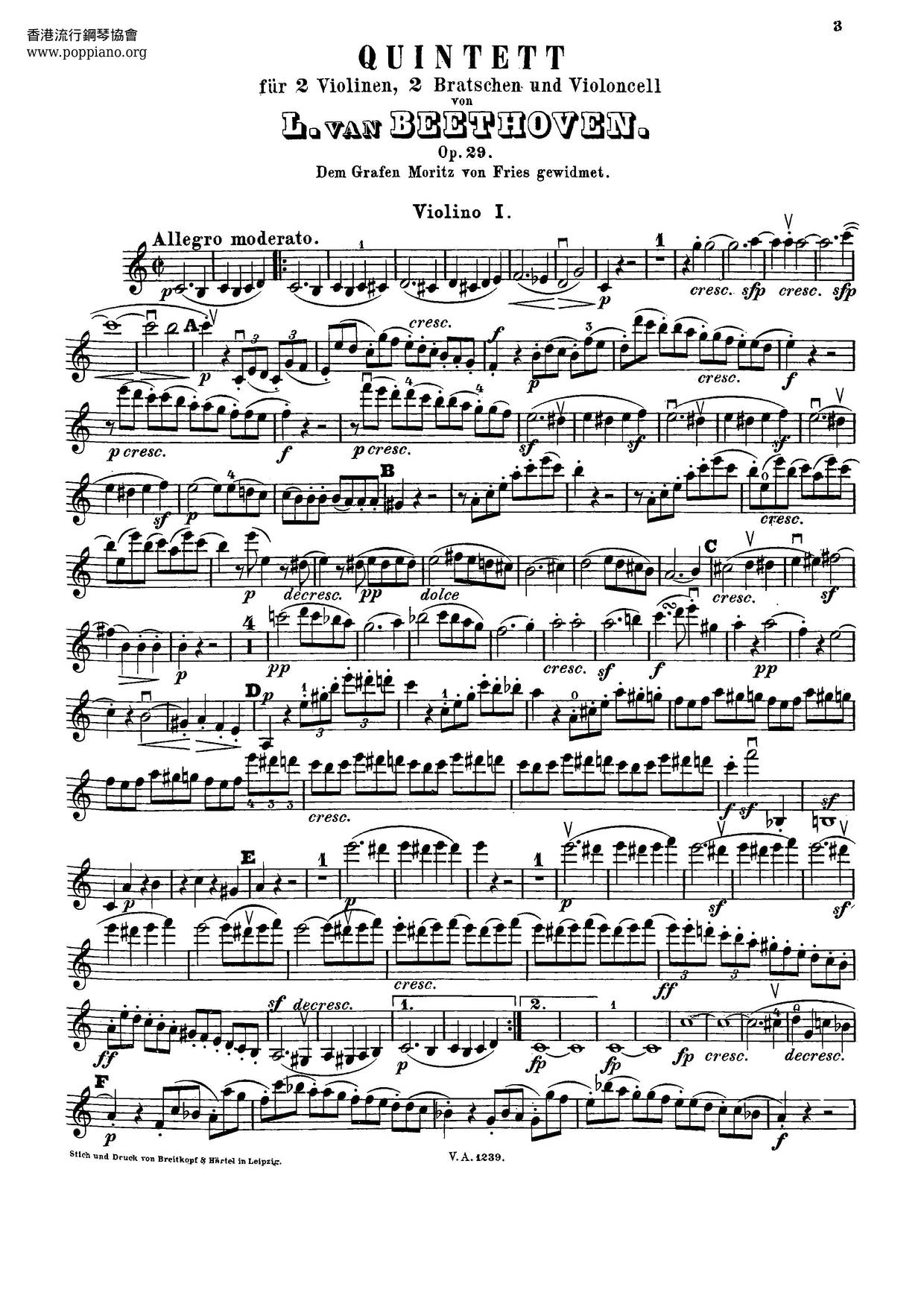 Quintette Für 2 Violinen, 2 Bratschen Und Violoncell琴谱