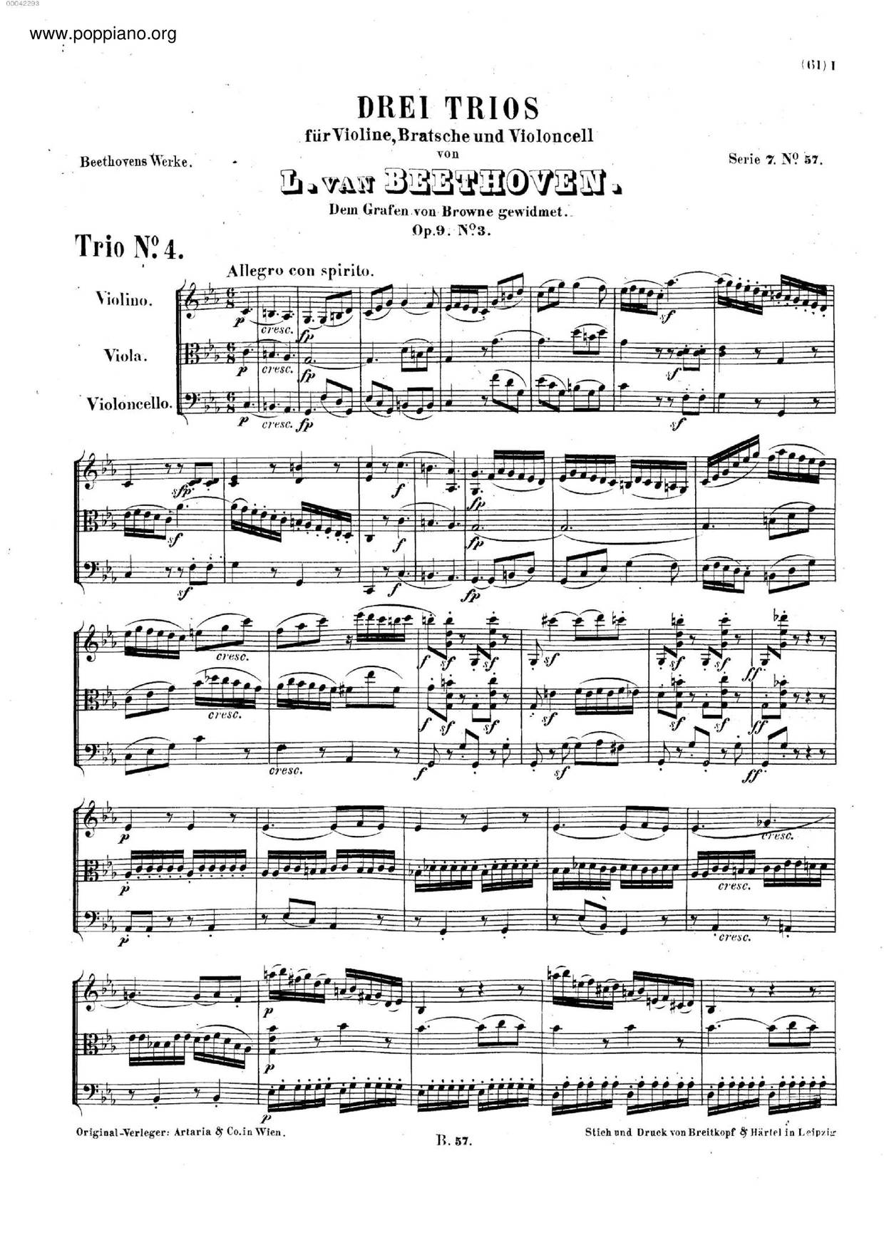 3 String Trios, Op. 9 Score