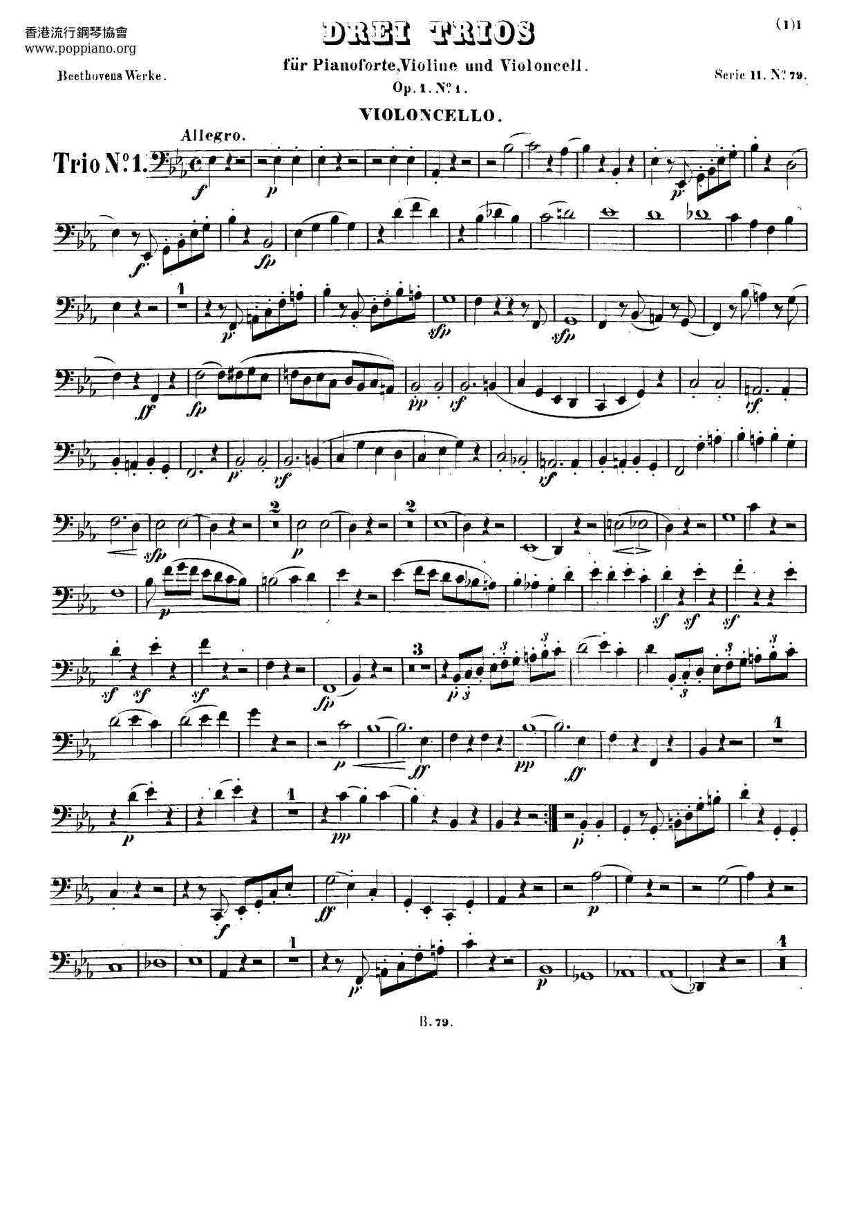 Piano Trio In E-Flat Major, Op. 1 No. 1 Score