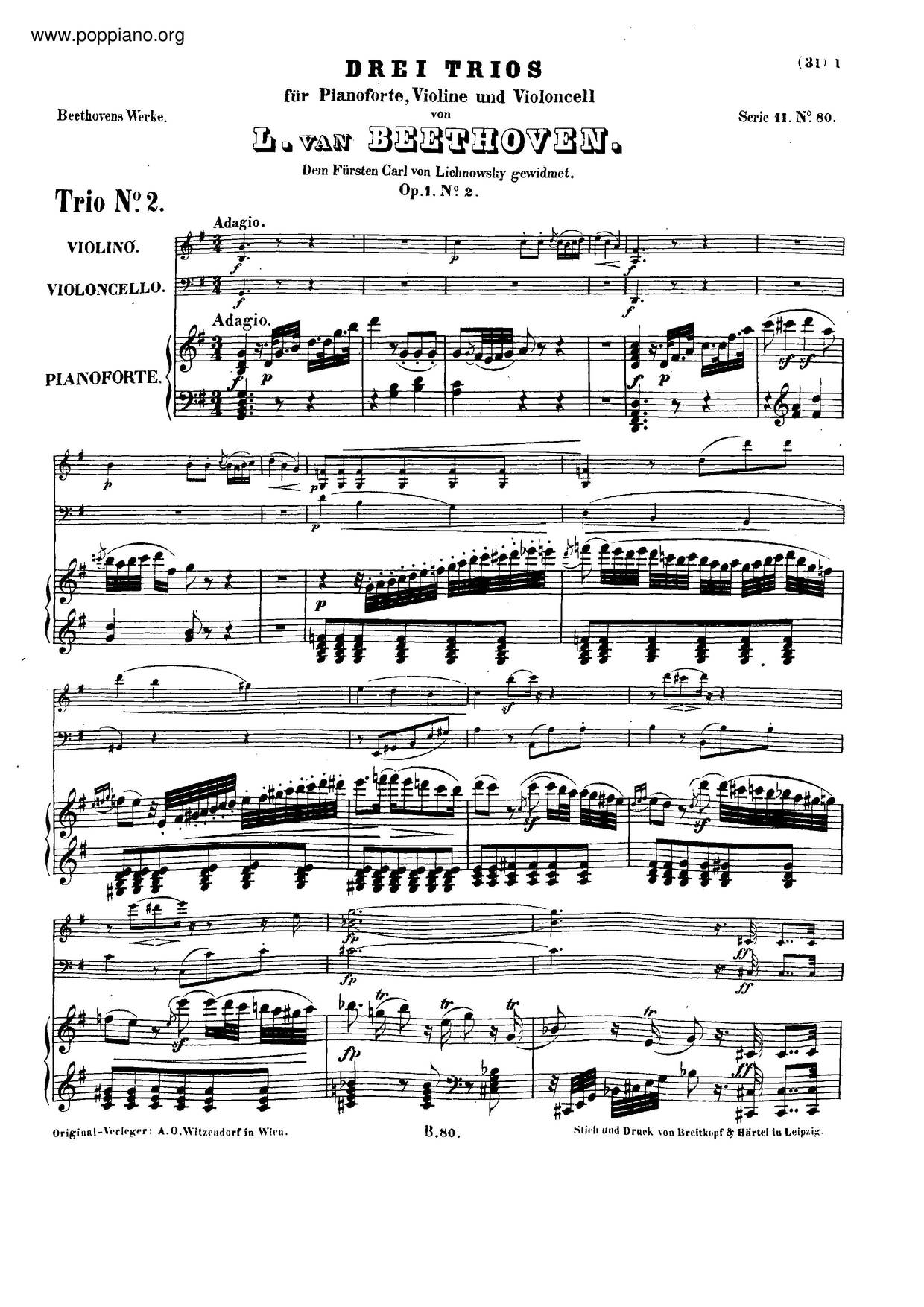 Piano Trio In G Major, Op. 1 No. 2琴譜