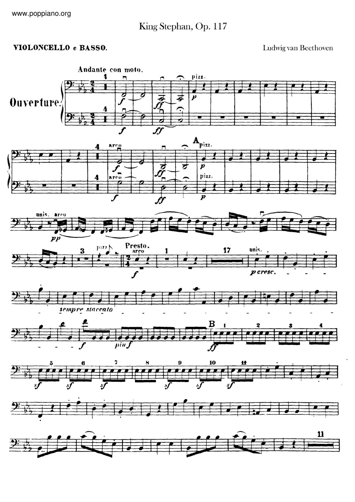 König Stephan, Op. 117ピアノ譜