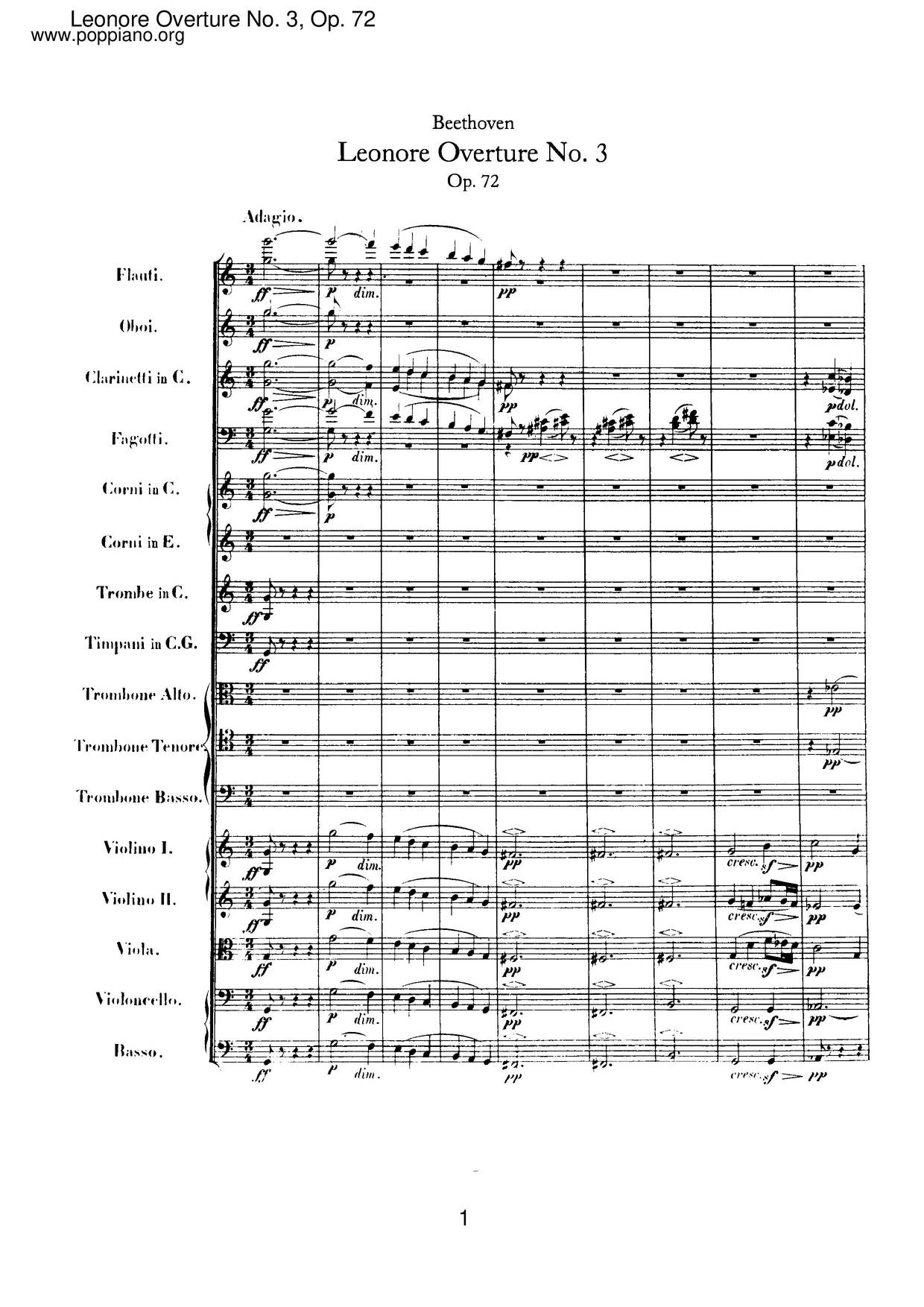 Leonore Overture No. 3, Op. 72B琴譜