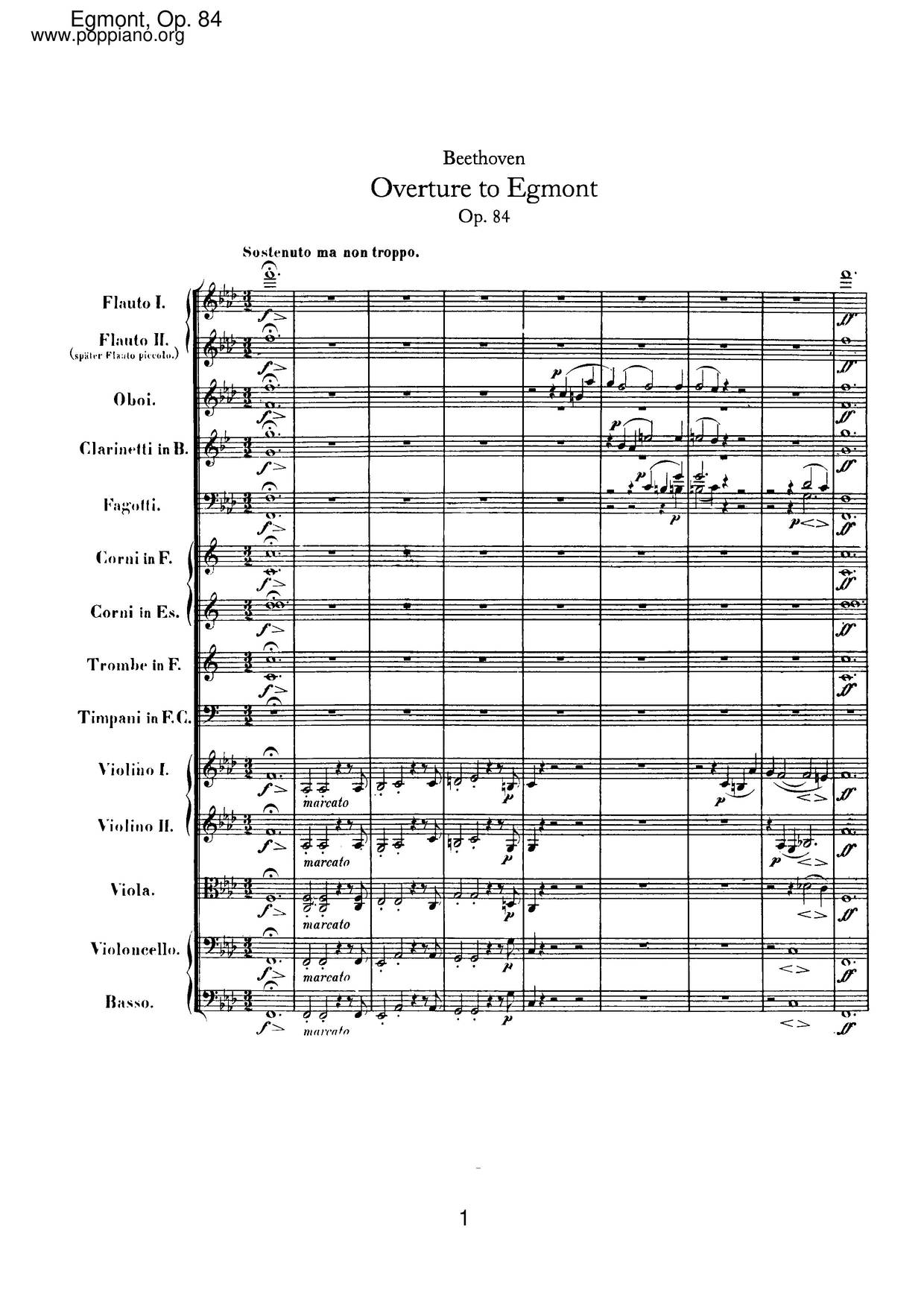 Overture To Egmont, Op. 84 Score