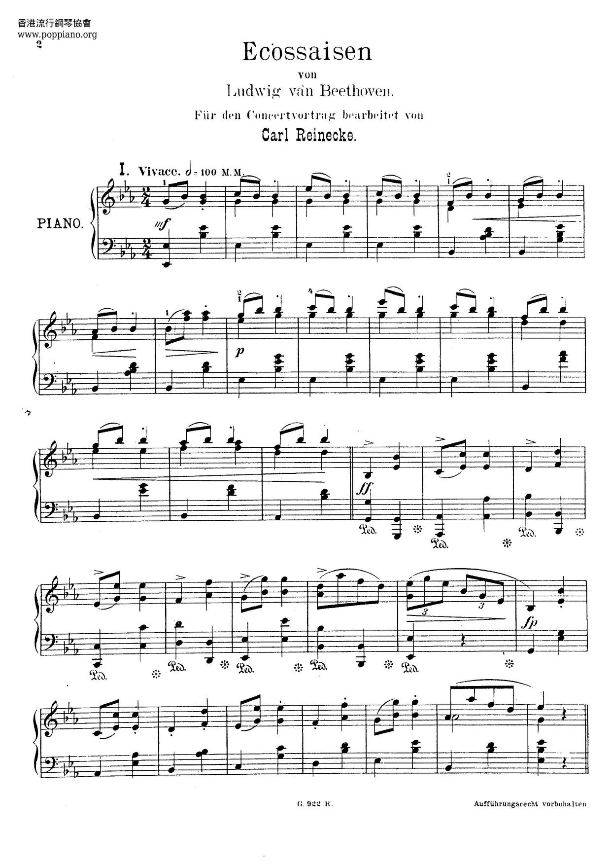6 Ecossaises For Piano, WoO 83 Score
