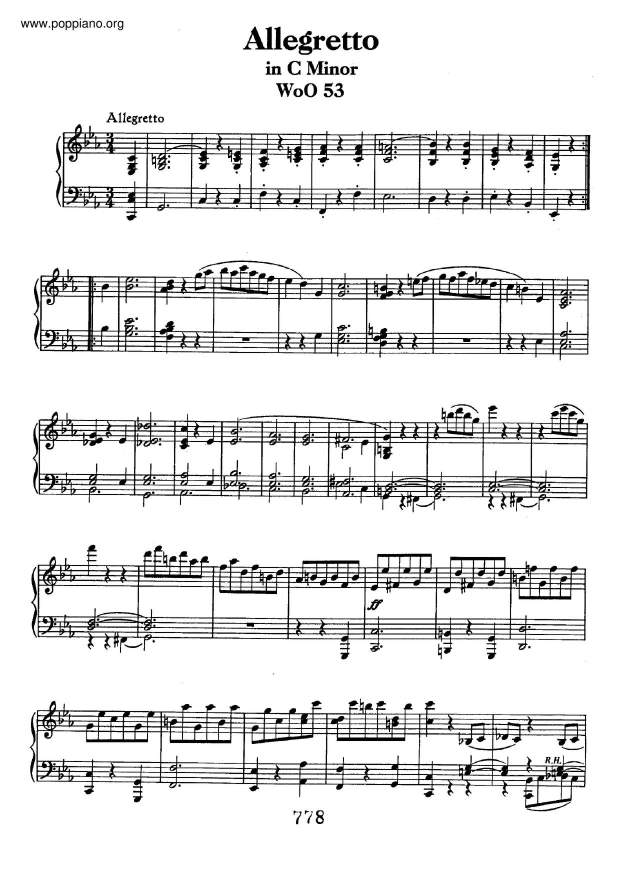 Allegretto, WoO 53ピアノ譜