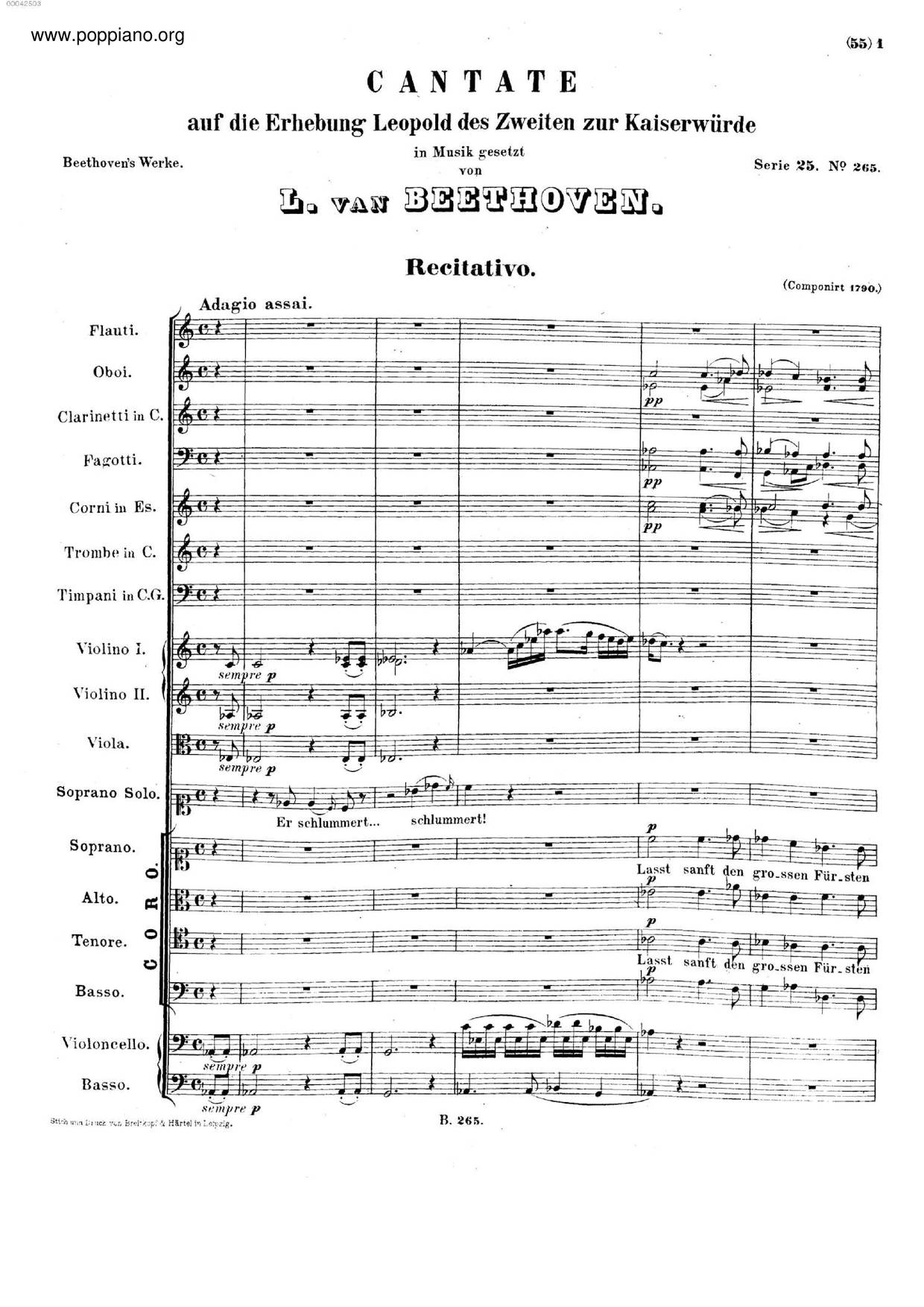 Cantata On The Accession Of Emperor Leopold Ii, WoO 88琴谱