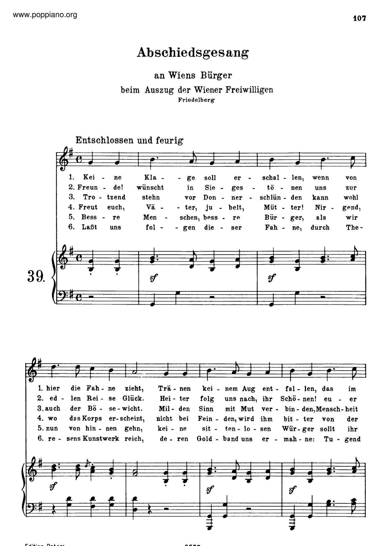 Abschiedsgesang An Wiens Bürger, WoO 121琴譜