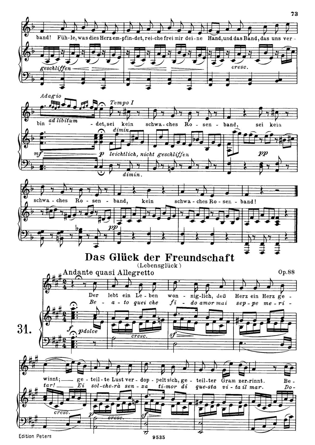Das Glück Der Freundschaft, Op. 88琴譜