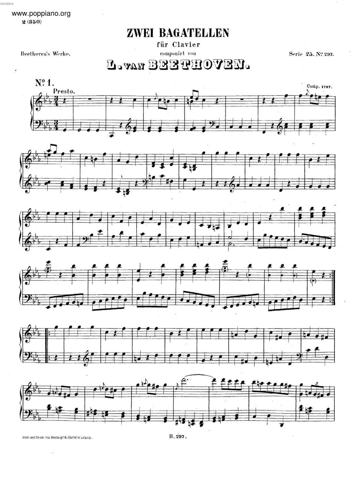 Bagatelle In C Minor, WoO 52琴谱