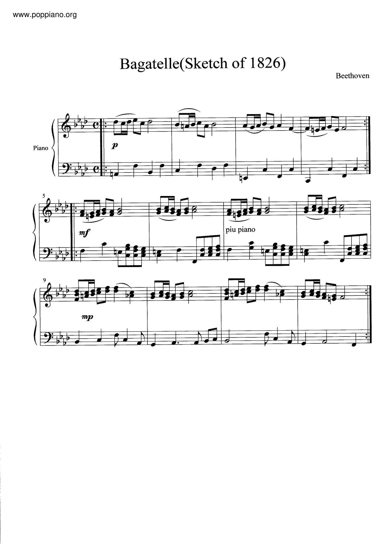 Bagatelle In F Minor琴譜